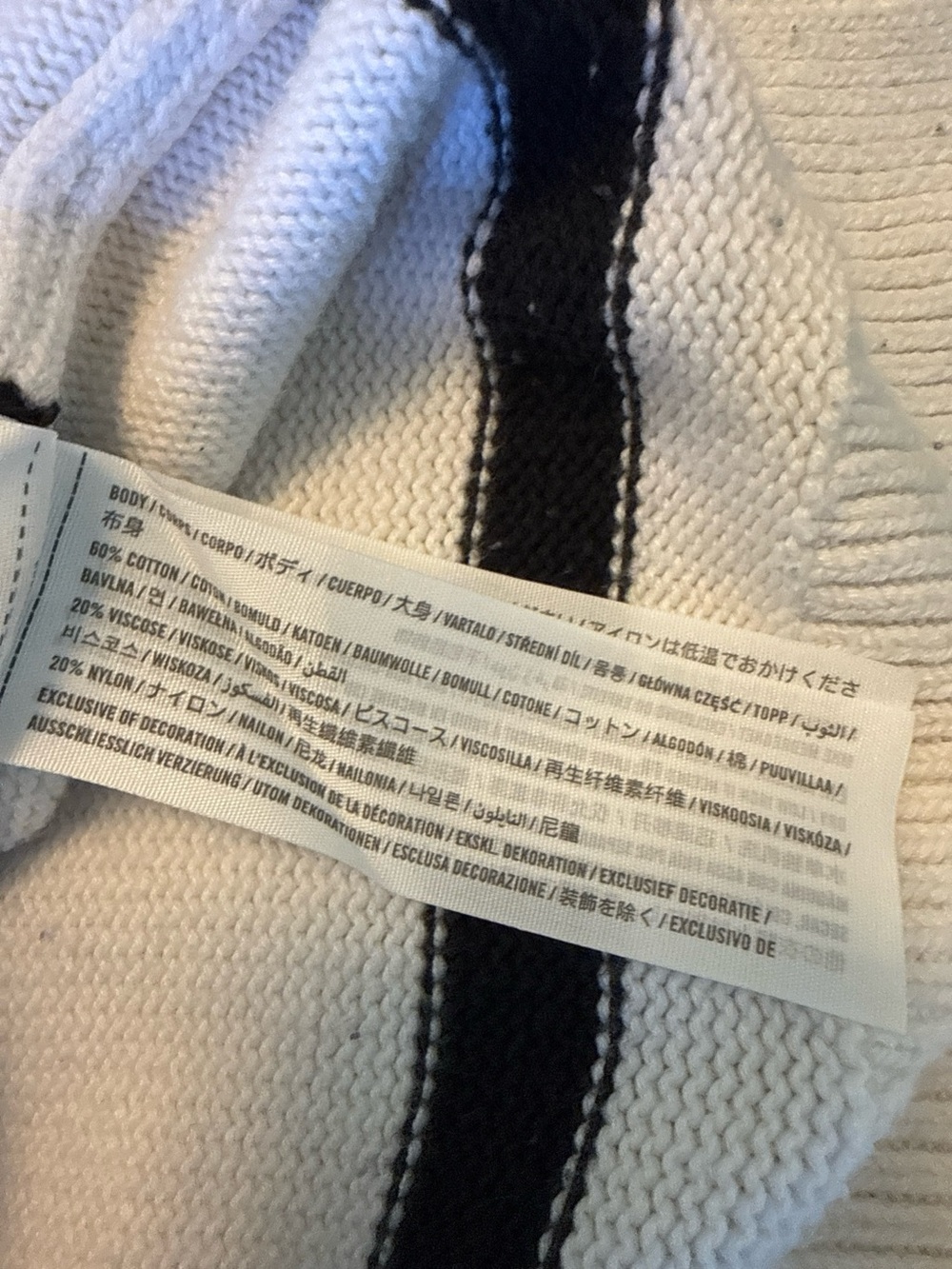 Abercrombie & Fitch Cream with Black Stripe Half-Zip Turtleneck Sweater - Picture 4 of 4